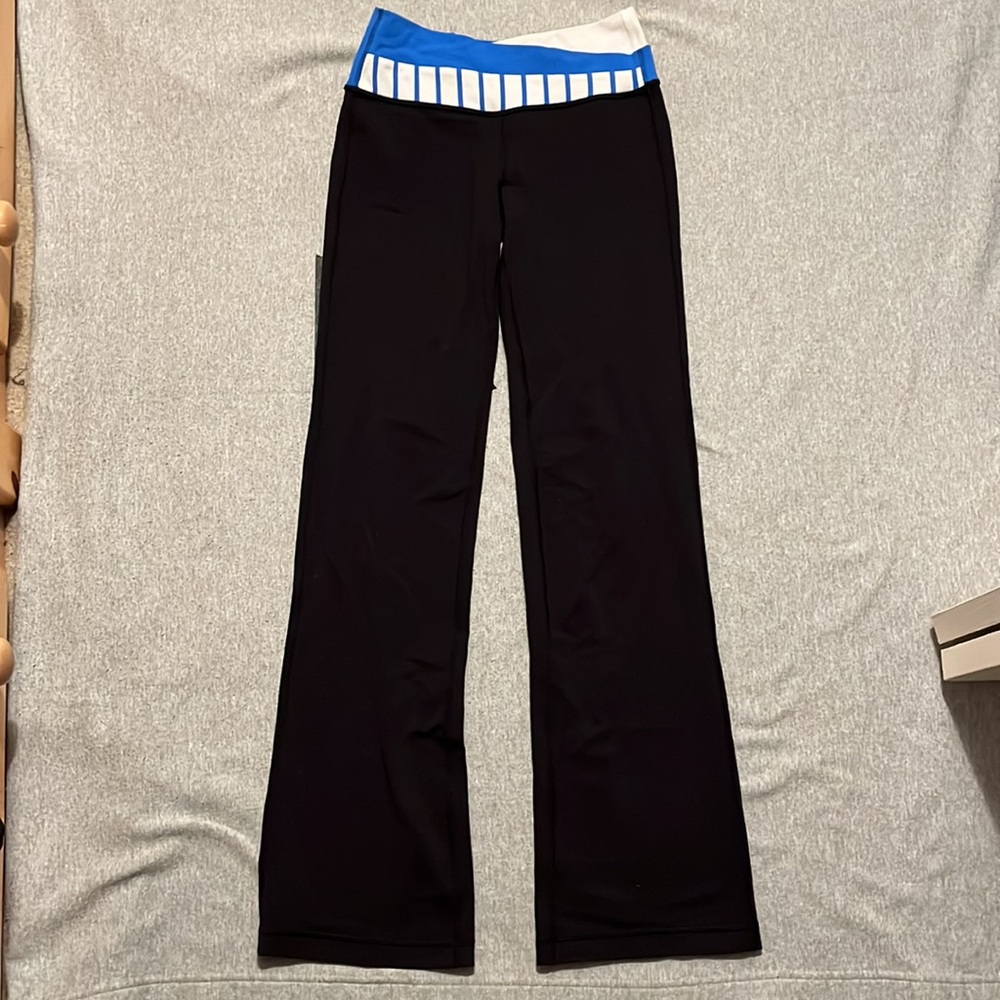Lululemon Athletica Black Leggings Blue Waistband